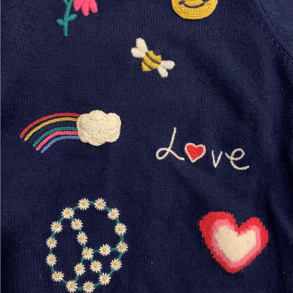Mini Boden Navy Sweater with Colorful Embroidery Size 7-8 - Picture 2 of 5
